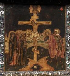 Kannettava triptyykkikuvake: Ristiinnaulitseminen, 1600-luku.