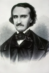 Muotokuva Edgar Allan Poesta (1809-1849), yhdysvaltalaisesta kirjailijasta. Kaiverrus 1800-luvulta.