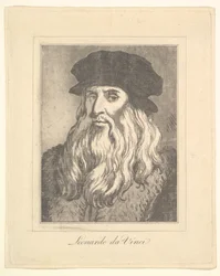 Leonardo da Vincin muotokuva Leonardo da Vincin Characaturasista, Wi...n piirustuksista, 1786.