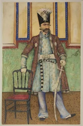 Nasser al-Din Shah Qajarin muotokuva 1831-1896, Persian Shahanshah, noin 1855.