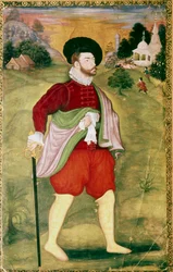 Eurooppalaisen muotokuva, Mughal-koulu, Akbar-kausi, 1500-luvun loppu