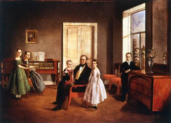 Perheen muotokuva sisätiloissa, venäjä, c1840