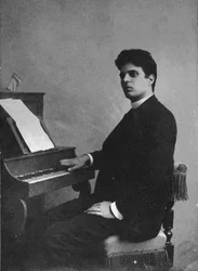Säveltäjä Pietro Mascagnin muotokuva 1863-1945, n. 1890.