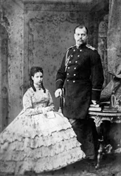 Tanskan prinsessa Dagmar ja Venäjän suurruhtinas Aleksandr Aleksandrovitš, 1866.