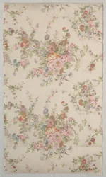 Painettu silkki kukkakuvioinnilla, 1800-luvun loppu.