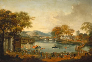 Kulkee järven rannalla, 1800-luku.