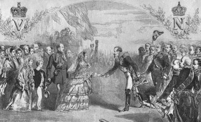 Keisari Napoleon III otti kuningatar Victorian vastaan Boulognessa 18. elokuuta 1855 1901.