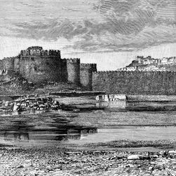 Kaupungin ja linnoituksen vallit, Golconda, Intia, 1895