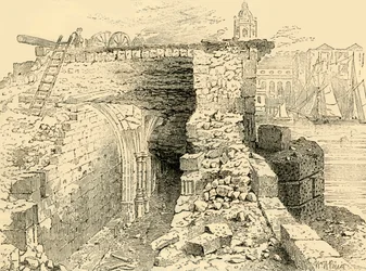 Pyhän Thomasin kappelin rauniot, Old London Bridge, n. 1872.