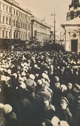 Vallankumoukselliset väkijoukot Tverskajassa, Moskova, Venäjä, c1905-c1917