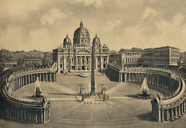 Roma - Basilika ja Pyhän Pietarin aukio. Vatikaanin palatsi, 1910