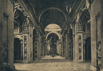 Roma - Pyhän Pietarin basilikan sisustus, 1910.