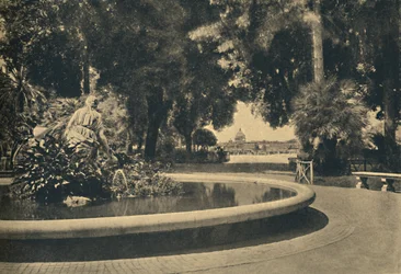 Roma - Pincio-puisto. Mooseksen lähde, jonka Brazza pelasti vedestä, 1910
