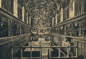Roma - Vatikaanin palatsi - Sikstuksen kappeli, jonka Sixtus IV perusti vuonna 1483, 1910