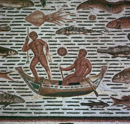 Roomalainen mosaiikki miesten kalastamisesta, 2. vuosisata