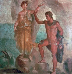 Roomalainen seinämaalaus Dioscurien talosta Pompejista, 1. vuosisadalla