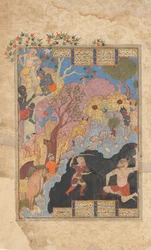 Rustam Slays the White Div, Folio Shahnama Book of Kingsistä, 1560-80.
