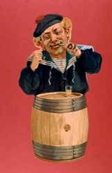 Merimies polttaa piippua ja juo rommia, 1900