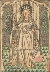 Pyhä Ursula suojelijana vuonna 1480 tai sen jälkeen.