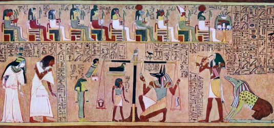 Kohtaus Kaikkien kuolleiden kirjasta, egyptiläinen, n. 1275 eKr., c1900-1920