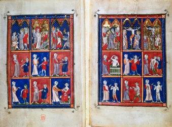 Kohtauksia Kristuksen elämästä ja lääkäreistä potilaiden kanssa, c1300