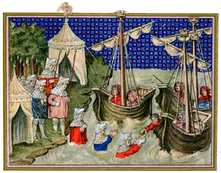 Laivat tuovat tarvikkeita englantilaiselle isännälle, Richard II:n kampanjalle Irlannissa, 1399, 1893