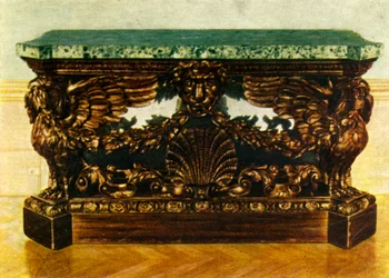 Sivupöytä veistetystä tammesta noin 1730, 1938.