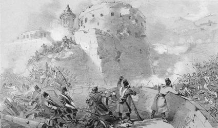 Sebastopolin piiritys. Lähellä ranskalaisten sisäänkäyntiä kaupunkiin, 1850-luku.