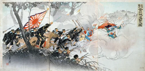 Kiinan ja Japanin sota, 1800-luku. Japanilainen printti. Yksityinen kokoelma