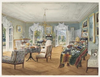 Olohuone maalaistalossa, 1830-1840
