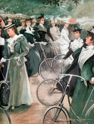 Seuran naiset pyöräilevät Hyde Parkissa Lontoossa, 1896