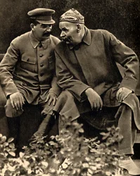 Neuvostojohtaja Josif Stalin ja kirjailija Maksim Gorki, Moskova, Neuvostoliitto, 1931.
