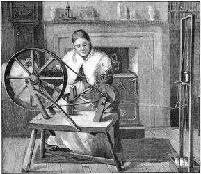 Spitalfieldsin silkkityöntekijä kiertelee silkkiä mökissään Lontoossa, Englannissa, 1893