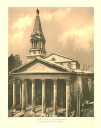 St George, Bloomsbury, Näkymä kaakkoispuolelta, 1800-luvun puoliväli.