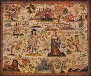 Kantotyöpaneeli: hahmot Mars ja Venus, 1600-luku