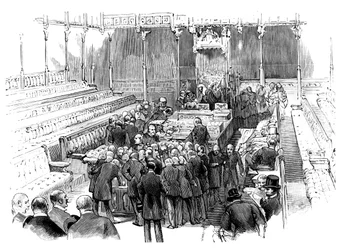 Vannoi jäseniä alahuoneessa, Westminster, Lontoo, vuonna 1905