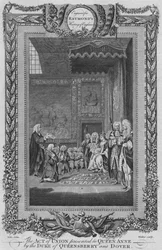 Queensberryn ja Doverin herttua esitteli kuningatar Annelle liiton, vuodelta 1787