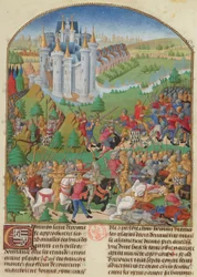 Aurayn taistelu 29. syyskuuta 1364 Miniatyyri kokoelmasta..., n. 1480.