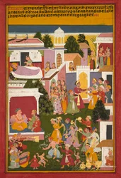 Krishnan syntymä Surdasin Sursagarista, n. 1700.