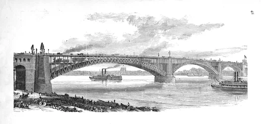 Silta Mississippin yli St. Louisissa, 1883