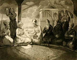 Algerialainen Dey neuvotteli neuvostollaan Englannin laivaston saapumisesta vuonna 1816.
