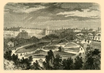 The Embankment, Charing Cross Bridgeltä, 1881.