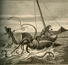 Kalastajien taistelu jättiläiskalmarin kanssa, 1881.