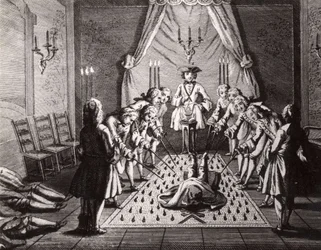 Ranskalaisten vapaamuurarien vihkimisseremonia, 1700-luku