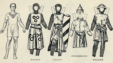 The Gallery of British Costume: Kuinka englantilaiset pukeutuivat King Johnsin aikaan, vuodelta 1934