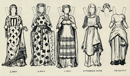 The Gallery of British Costume: Kuinka englantilaiset pukeutuivat King Johnsin aikaan, vuodelta 1934