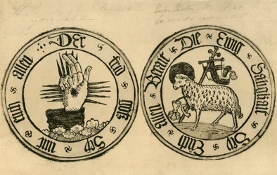 Jumalan käsi ja Agnus Dei, 1915.