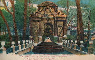 Medici-suihkulähde - Jardin du Garden of Luxembourg, Pariisi, vuodelta 1920