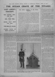 Titanicin merihauta ja valokuva kapteeni Edward Smithistä, 20. huhtikuuta 1912.
