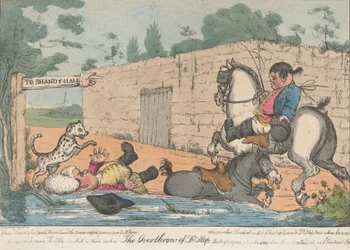 Tohtori Slop Tristram Shandyn kaataminen, 1800-20.